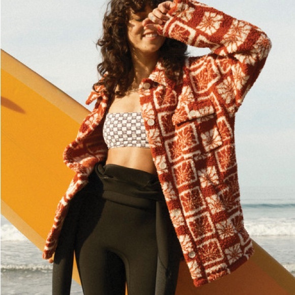 Billabong Jackets & Blazers - Billabong Patterned Teddy Bear Button-Up Shacket